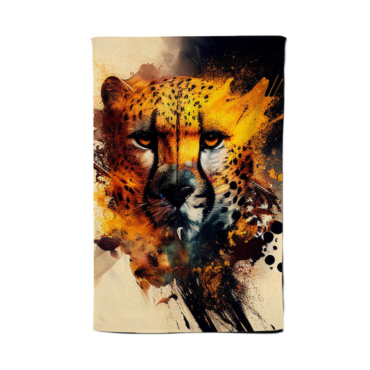 Cheetah Face Splashart Tea Towel