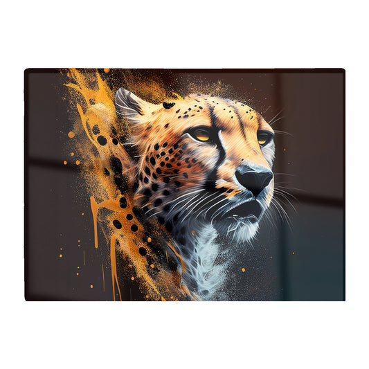 Cheetah Face Splashart Dark Background Glass Chopping Board