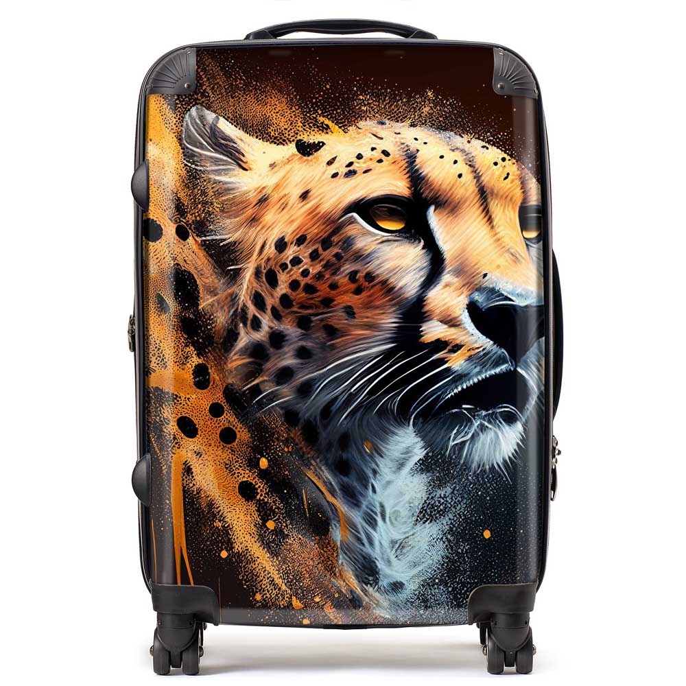Cheetah Face Splashart Dark Background Suitcase