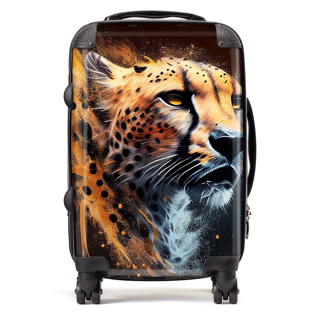 Cheetah Face Splashart Dark Background Suitcase