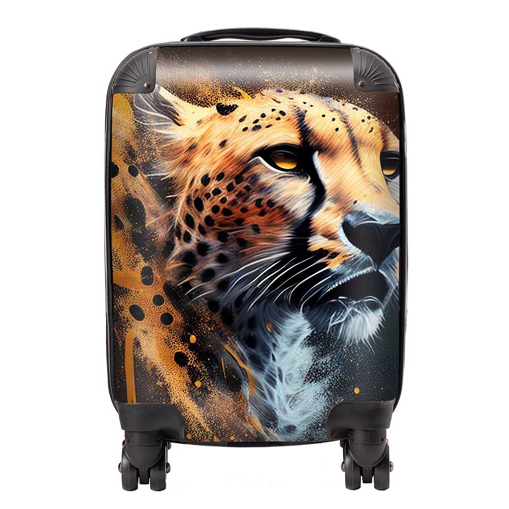 Cheetah Face Splashart Dark Background Suitcase