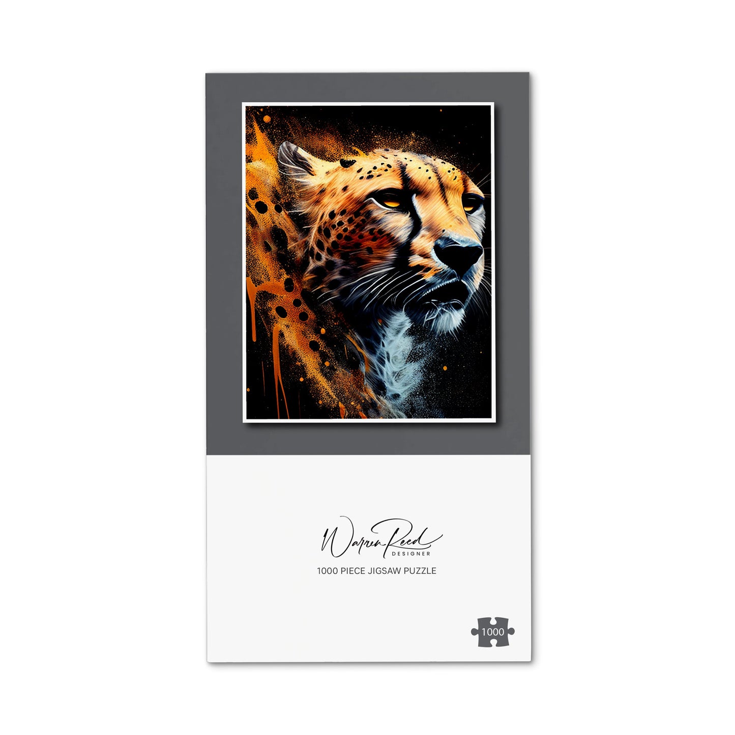 Cheetah Face Splashart Dark Background Jigsaw Puzzle