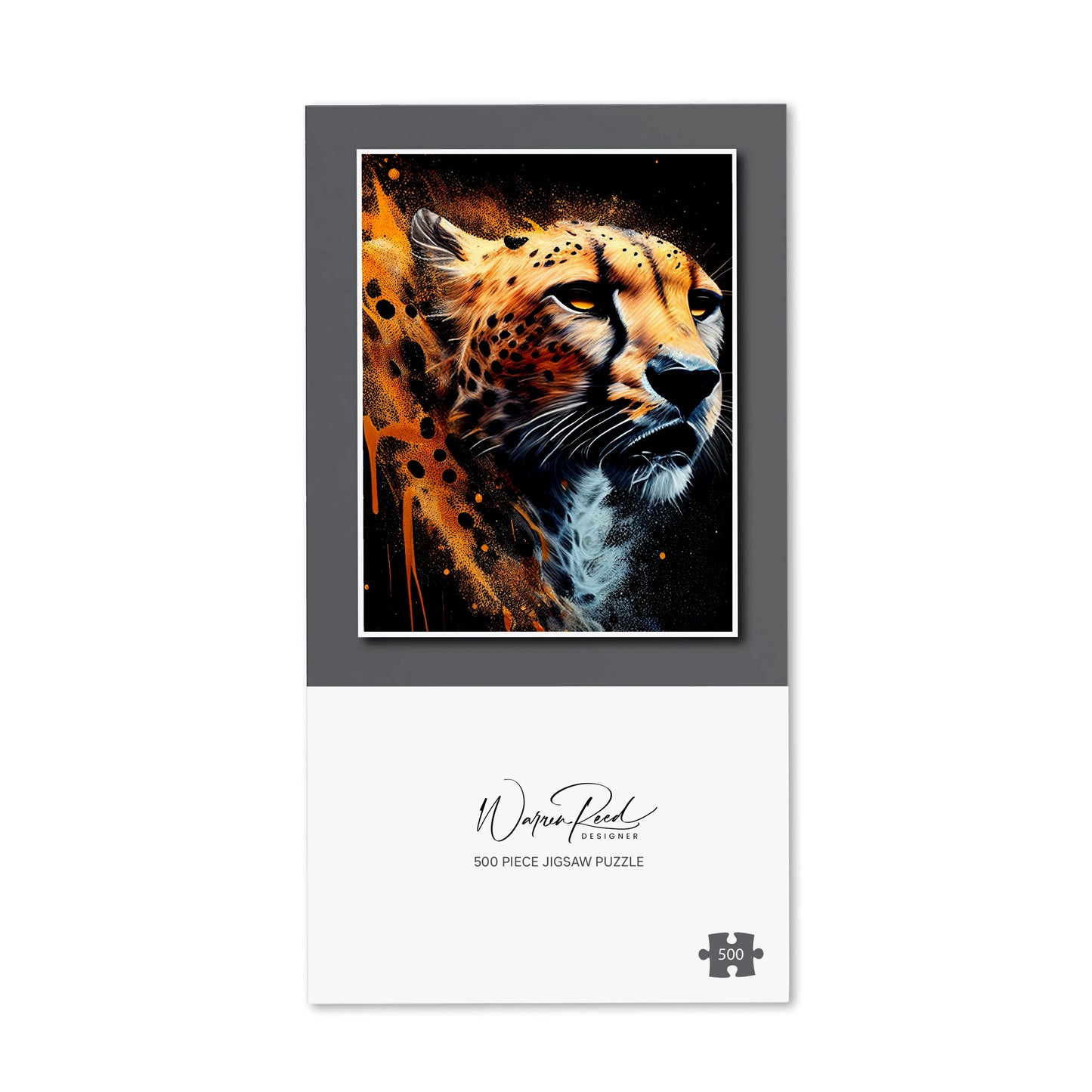 Cheetah Face Splashart Dark Background Jigsaw Puzzle