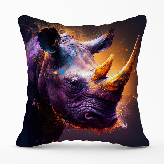 Golden Rhino Face Splashart Cushions