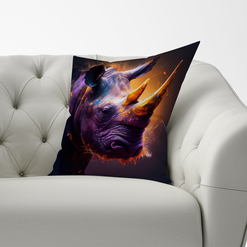 Golden Rhino Face Splashart Cushions