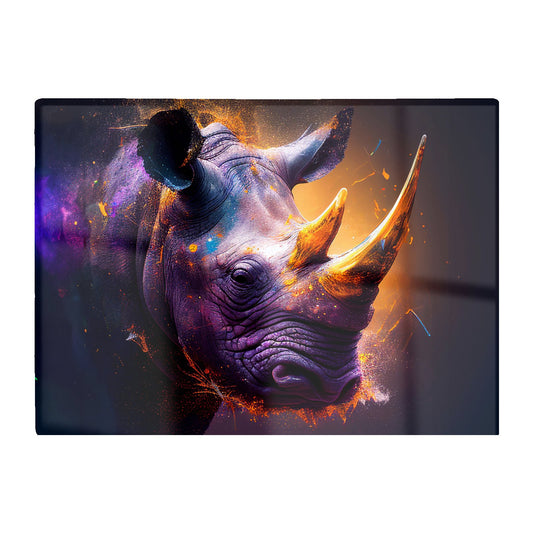 Golden Rhino Face Splashart Glass Chopping Board