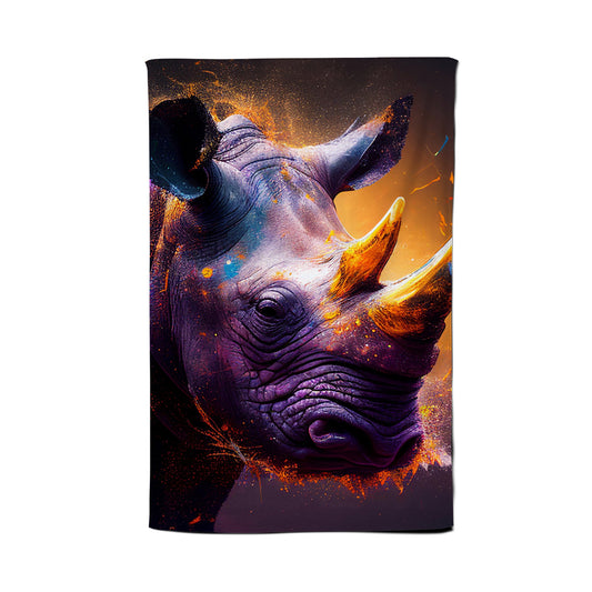 Golden Rhino Face Splashart Tea Towel