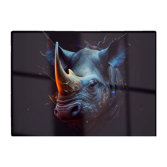 Rhino Face Splashart Glass Chopping Board
