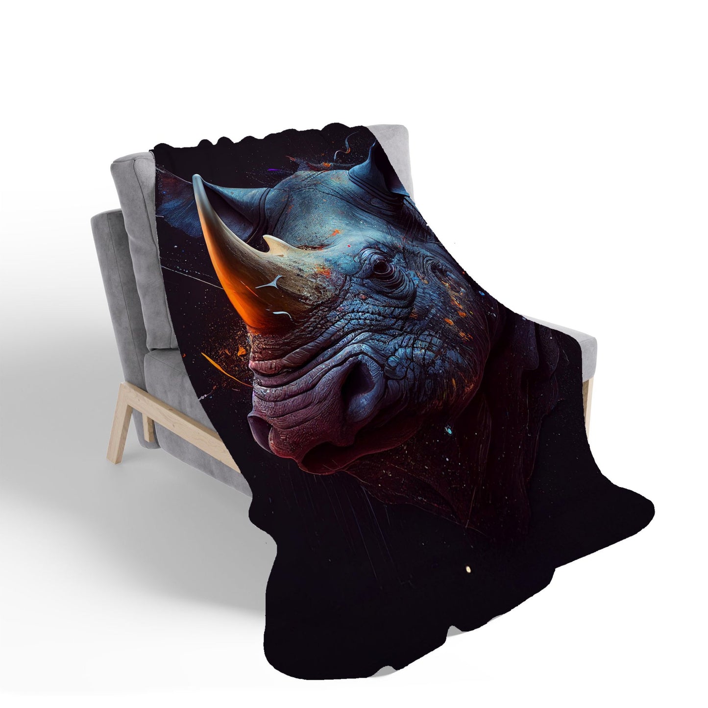 Rhino Face Splashart Sherpa Blanket