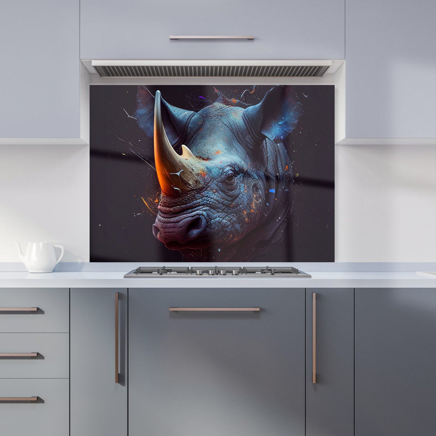 Rhino Face Splashart Kitchen Splashback