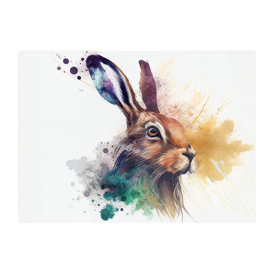 Hare Close Up Splashart Glass Chopping Board