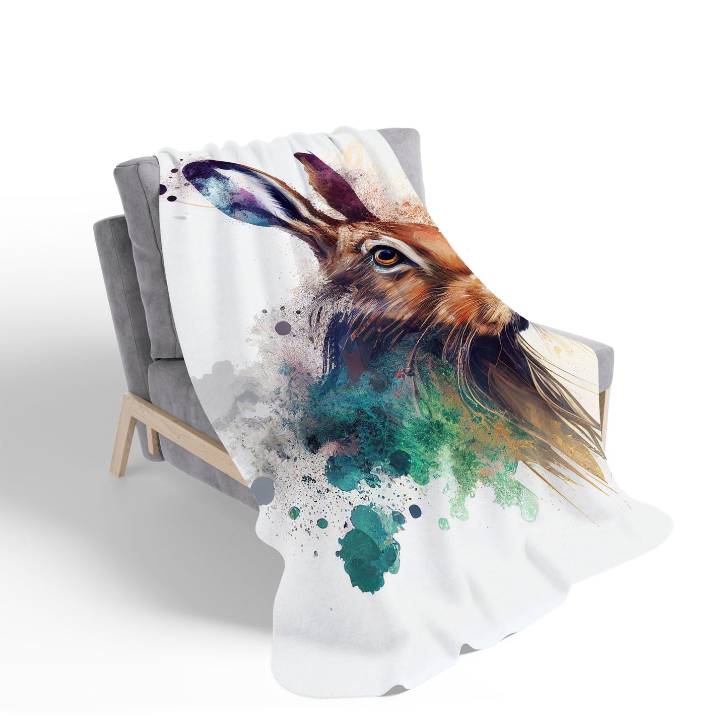Hare Close Up Splashart Sherpa Blanket