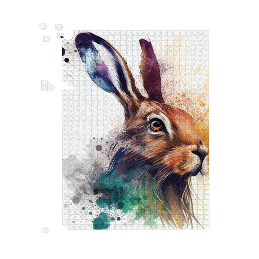 Hare Close Up Splashart Jigsaw Puzzle