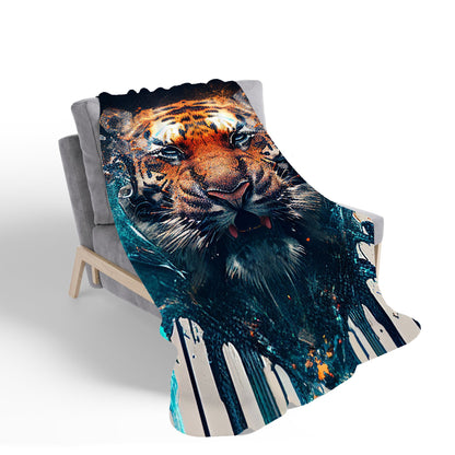 Tiger Face Splashart Sherpa Blanket
