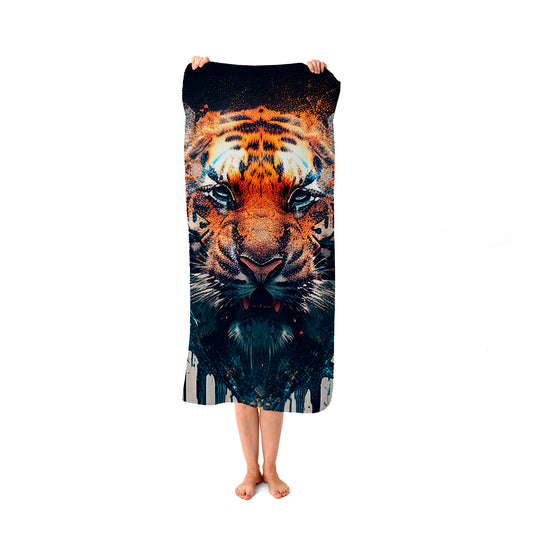 Tiger Face Splashart Beach Towel