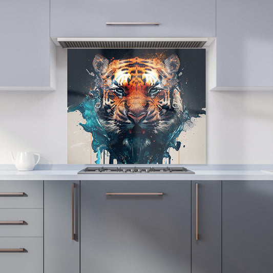 Tiger Face Splashart Kitchen Splashback