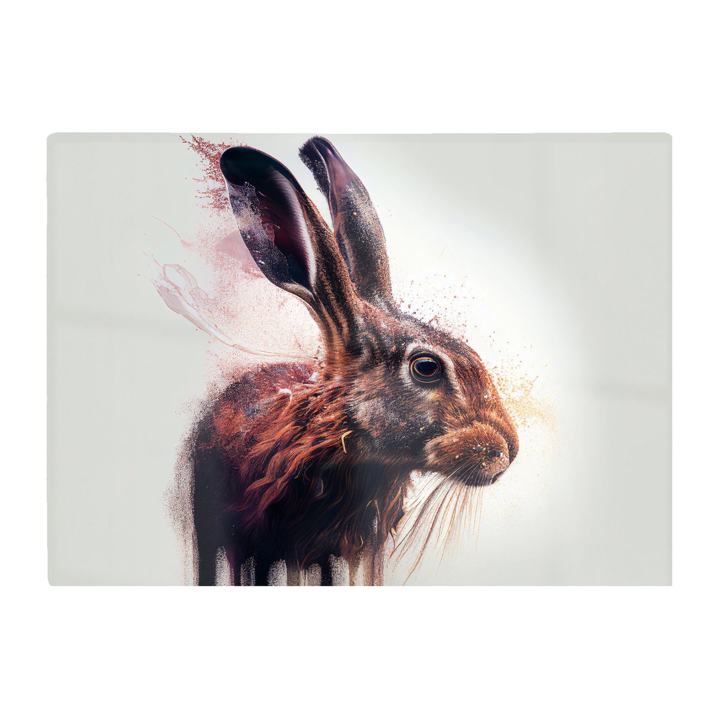 Hare Face Splashart Glass Chopping Board