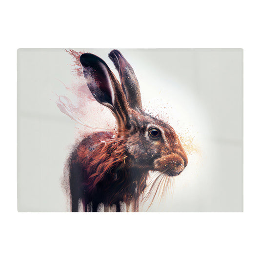 Hare Face Splashart Glass Chopping Board
