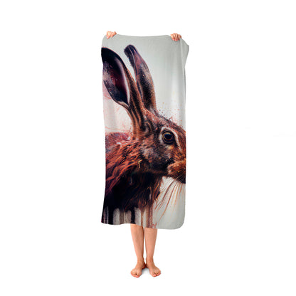 Hare Face Splashart Beach Towel