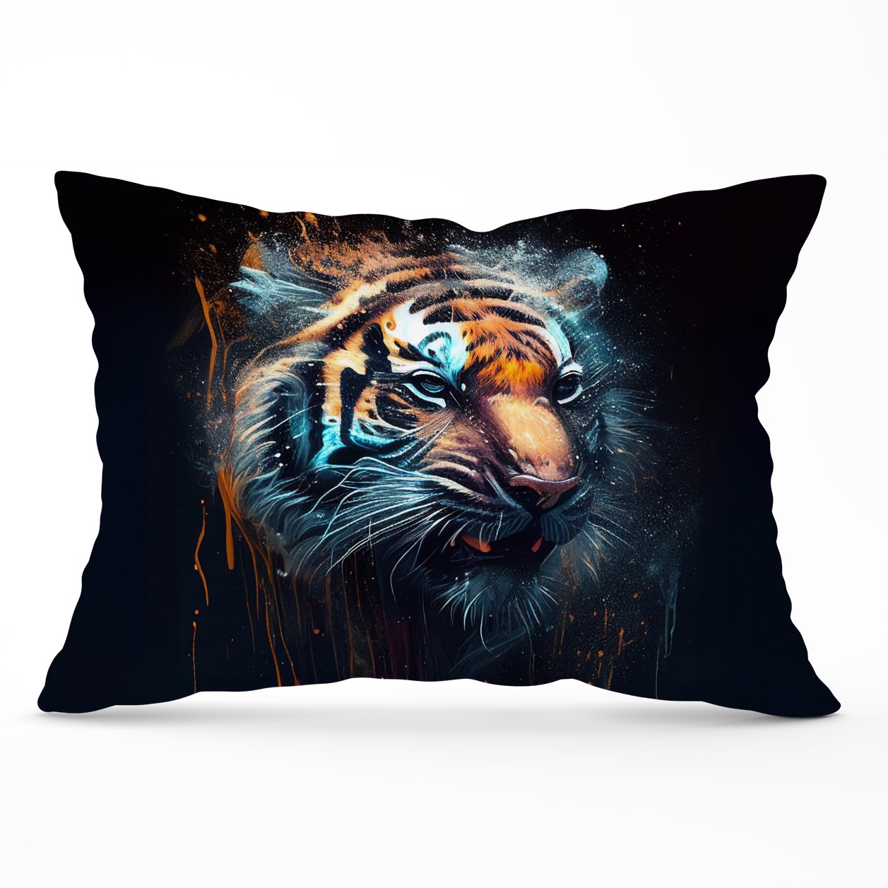 Tiger Face Splashart Dark Background Cushions