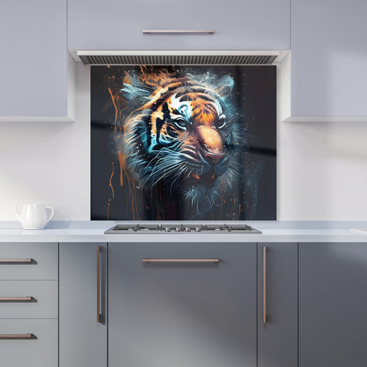 Tiger Face Splashart Dark Background Kitchen Splashback