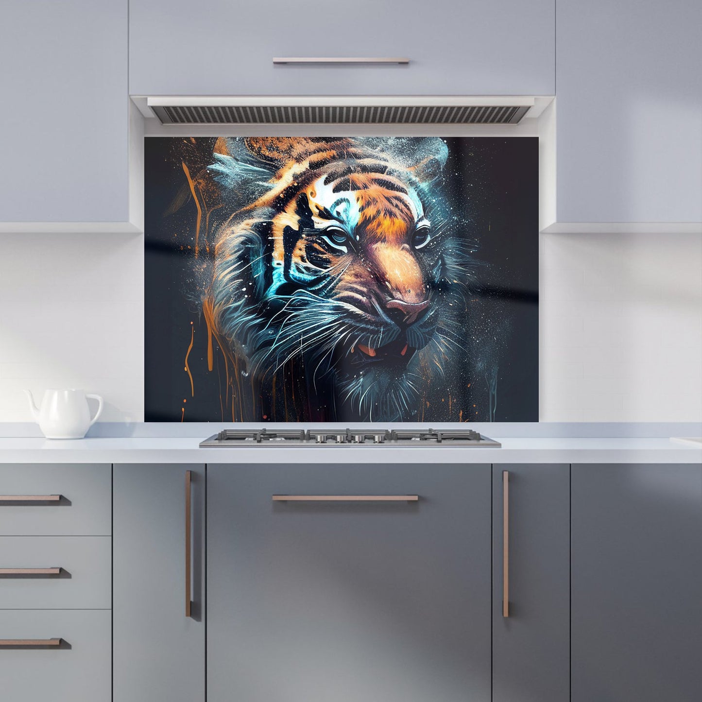 Tiger Face Splashart Dark Background Kitchen Splashback