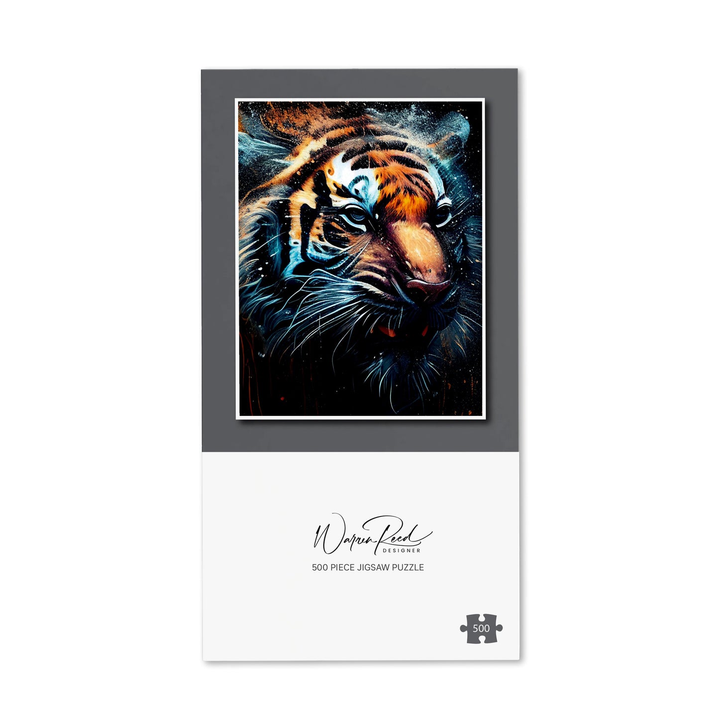 Tiger Face Splashart Dark Background Jigsaw Puzzle