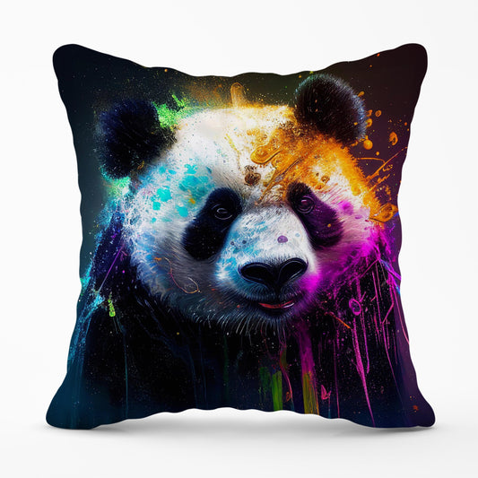 Panda Face Splashart Colourful Cushions