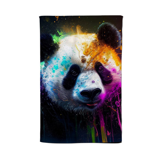 Panda Face Splashart Colourful Tea Towel