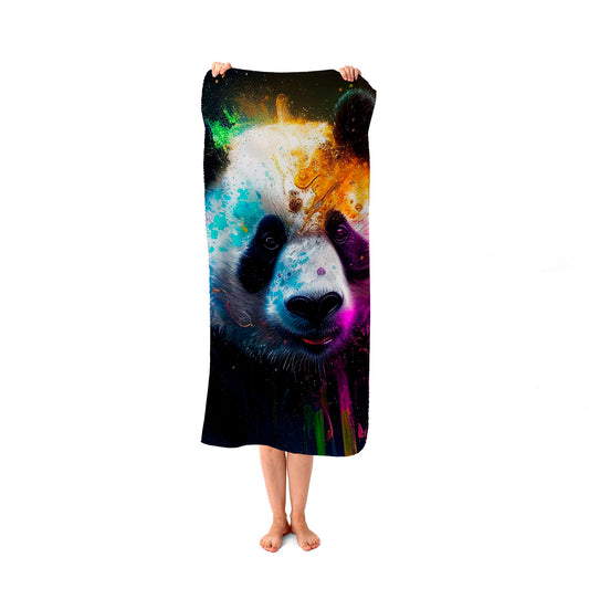 Panda Face Splashart Colourful Beach Towel