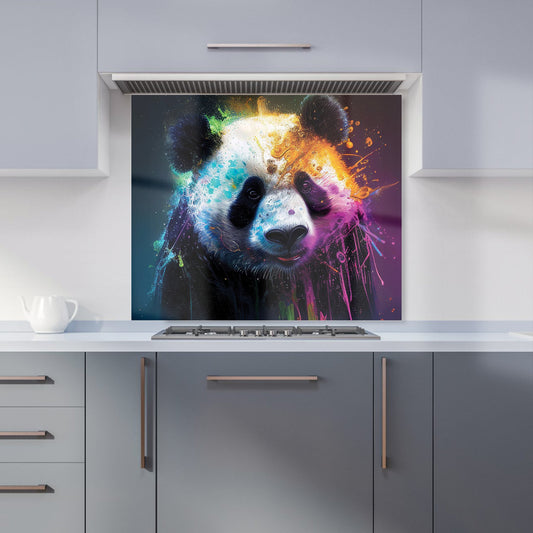 Panda Face Splashart Colourful Kitchen Splashback