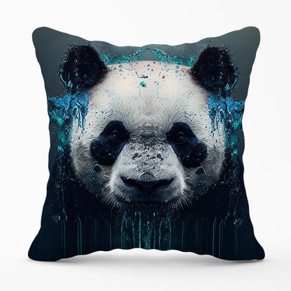Panda Face Splashart Dark Background Cushions