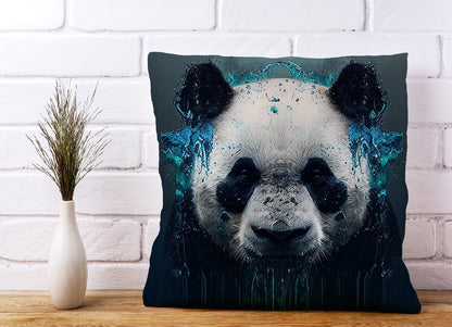Panda Face Splashart Dark Background Cushions