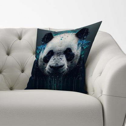 Panda Face Splashart Dark Background Cushions