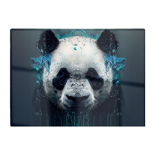 Panda Face Splashart Dark Background Glass Chopping Board