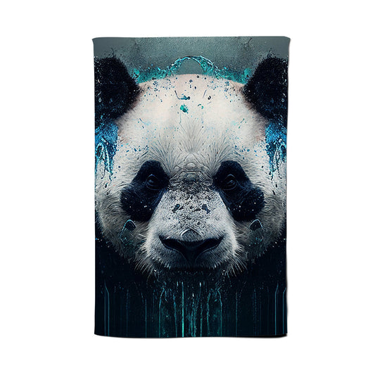 Panda Face Splashart Dark Background Tea Towel
