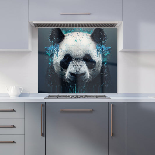 Panda Face Splashart Dark Background Kitchen Splashback