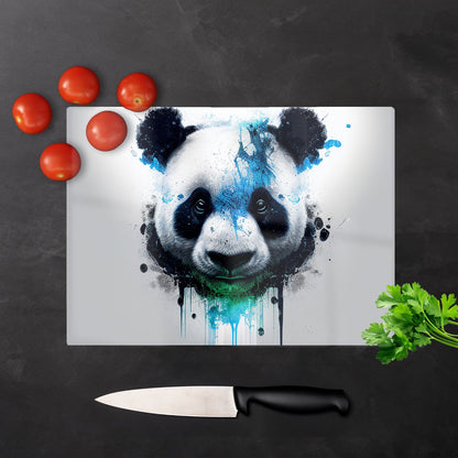 Panda Face Splashart Light Background Glass Chopping Board