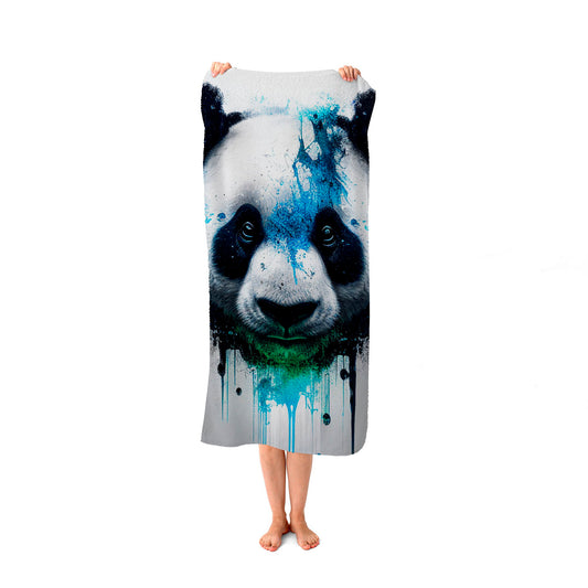 Panda Face Splashart Light Background Beach Towel