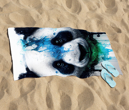 Panda Face Splashart Light Background Beach Towel