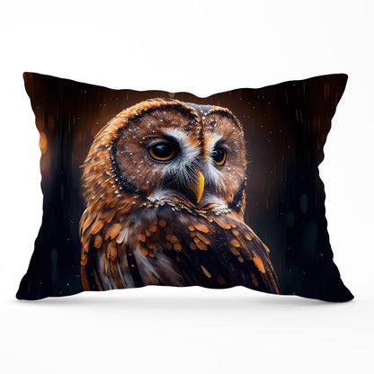 Tawny Owl Face Splashart Dark Background Cushions