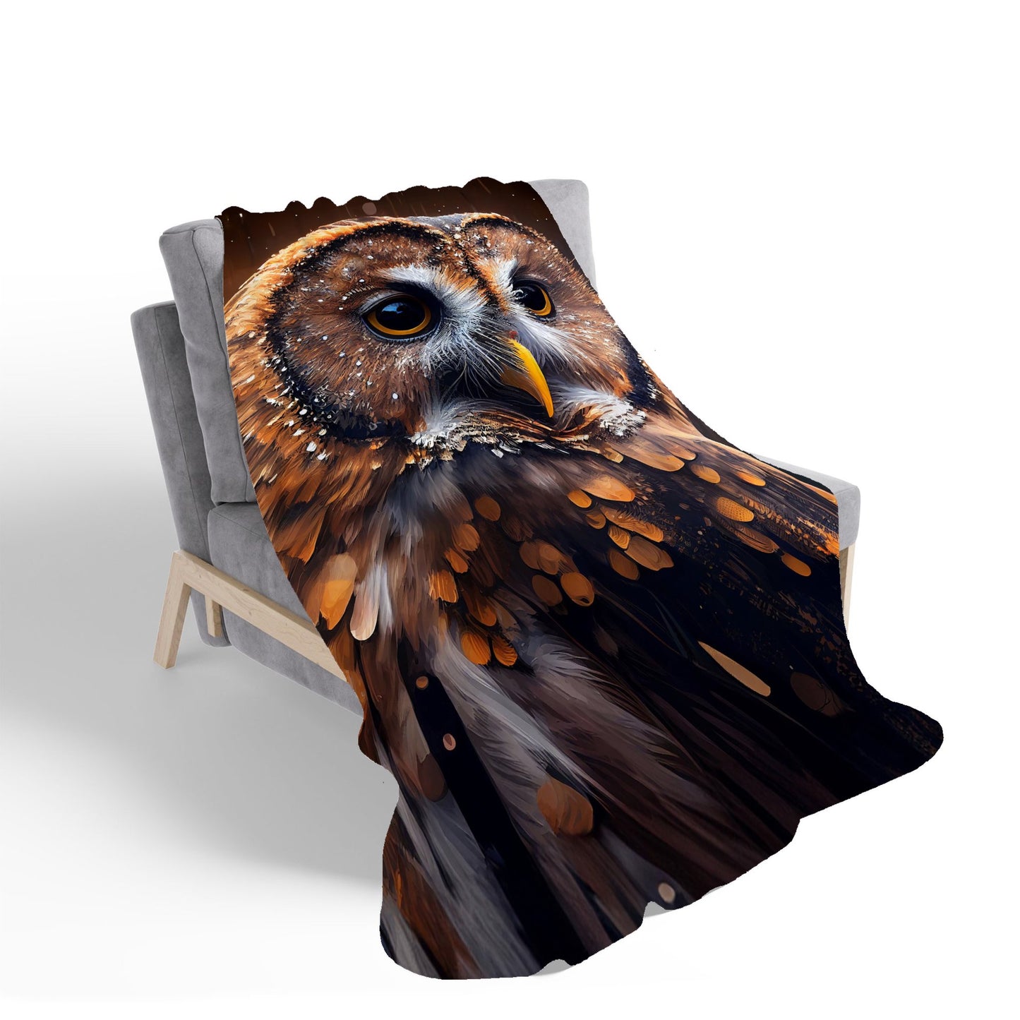 Tawny Owl Face Splashart Dark Background Sherpa Blanket