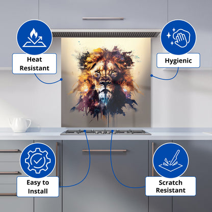 Majestic Lion Face Splashart Kitchen Splashback