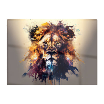 Majestic Lion Face Splashart Glass Chopping Board