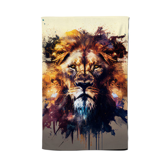 Majestic Lion Face Splashart Tea Towel