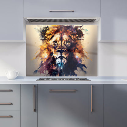 Majestic Lion Face Splashart Kitchen Splashback