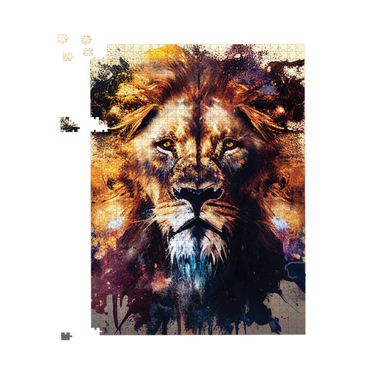 Majestic Lion Face Splashart Jigsaw Puzzle