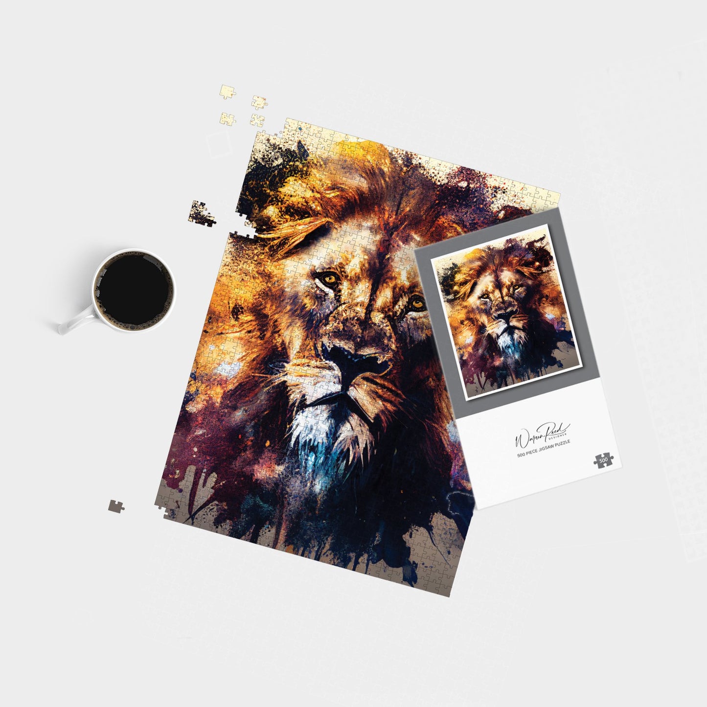 Majestic Lion Face Splashart Jigsaw Puzzle