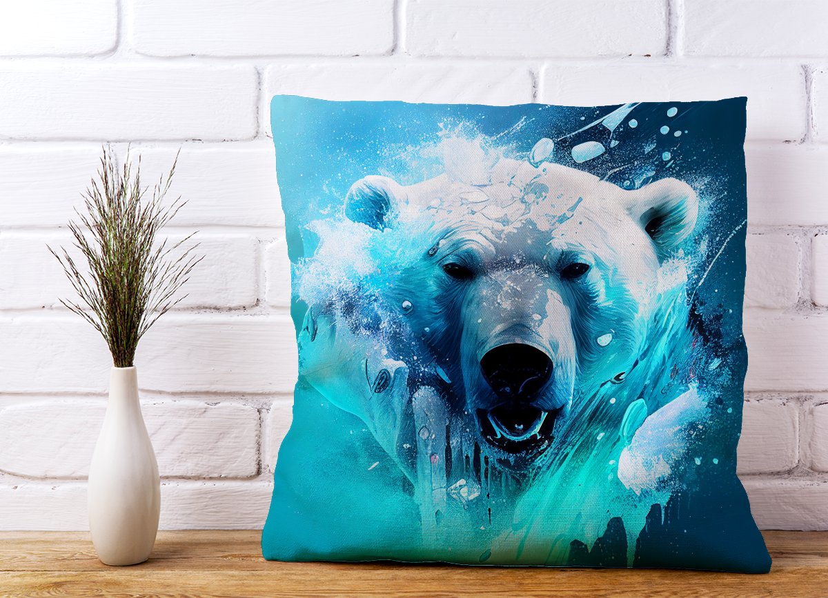 Polar Bear Face Splashart Cushions