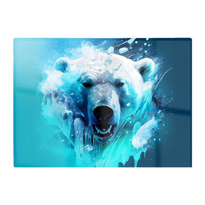 Polar Bear Face Splashart Glass Chopping Board